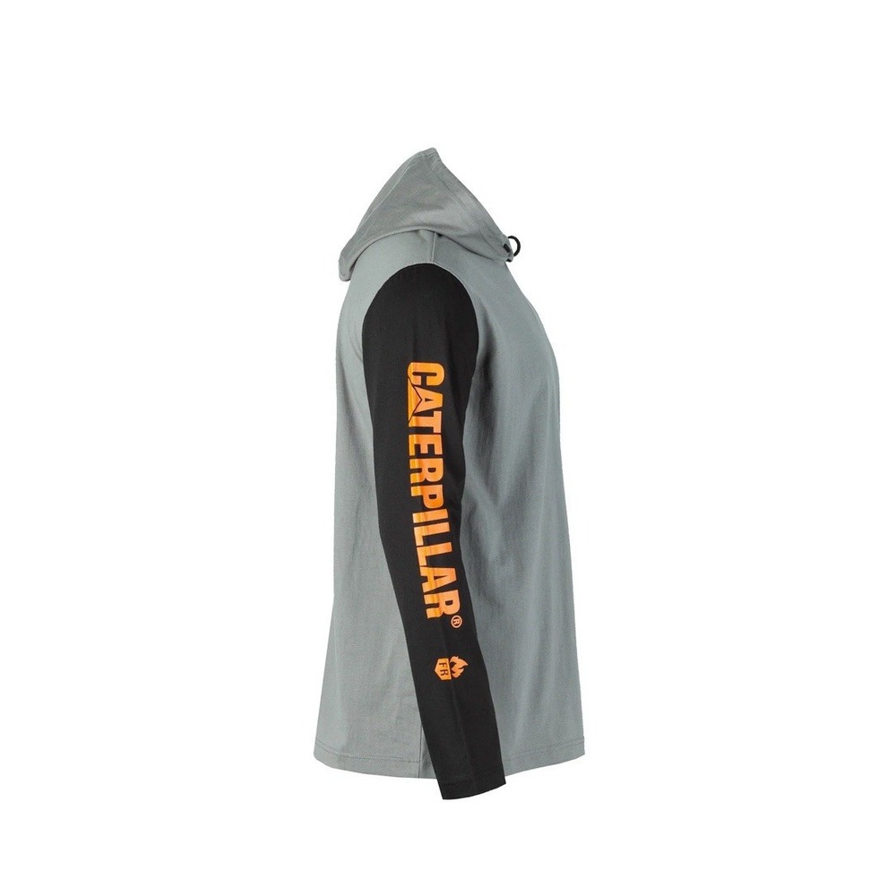 CAT Banner Logo Pullover Light Hoodie Mens XXL Gray FR Flame Resistant